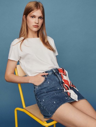 Maje Faded straight-cut jean skirt