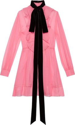 Gucci Ruffled Flora Snake Print Dress Pink ref.370893 - Joli Closet