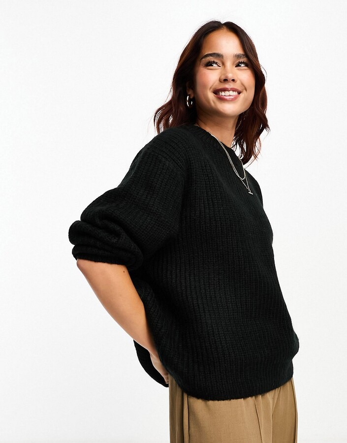 ASOS DESIGN wool blend oversized sweater with crew neck in oatmeal