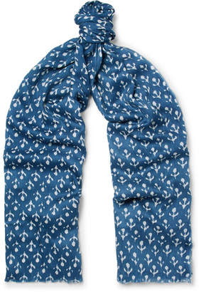 Anderson & Sheppard - Printed Silk and Cashmere-Blend Twill Scarf - Men - Storm blue