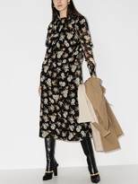 Thumbnail for your product : Victoria Beckham Floral-Print Puff-Sleeve Dress