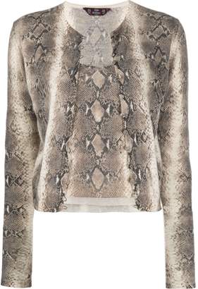 John Galliano Pre Owned 1990's snakeskin print top and cardigan set