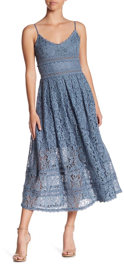nsr short sleeve lace midi dress