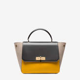 Bally B Turn Small Yellow, Women's small grained goat leather and suede top handle bag in kodak