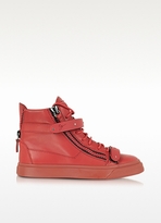 Thumbnail for your product : Giuseppe Zanotti London Red Leather and Metal High-Top Sneaker