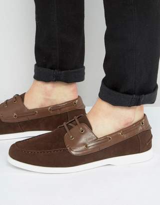ASOS Boat Shoes In Brown Faux Suede