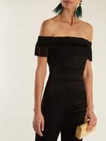 Thumbnail for your product : Galvan Conquista Fringed Off-the-shoulder Crepe Jumpsuit - Womens - Black