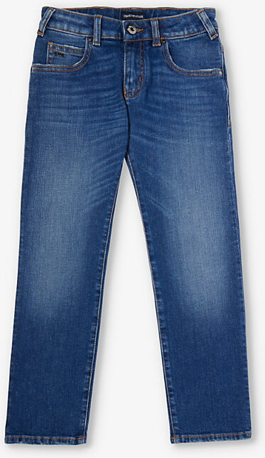 Emporio Armani Denim Blu Faded-Wash Straight-Leg Mid-Rise Stretch-Denim Jeans 4 Years