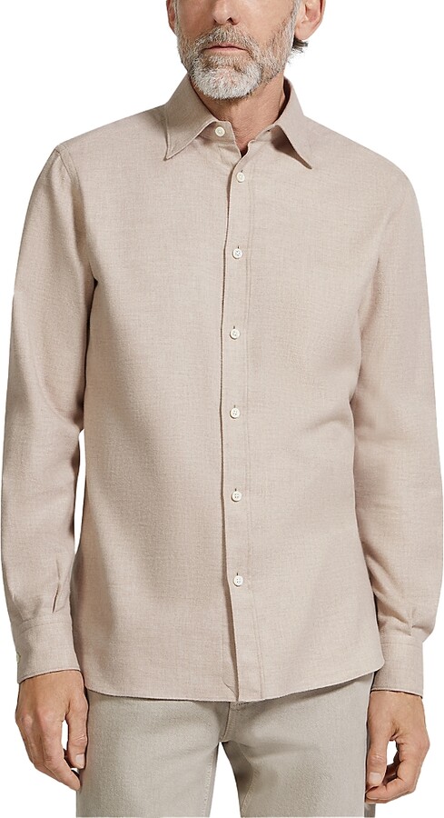 Ermenegildo Zegna Long Sleeve Button Front Cotton Shirt