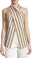 Thumbnail for your product : Rosie Assoulin Striped Linen Halter Top, Brown Pattern