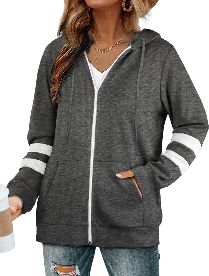 womens dark grey zip up hoodie