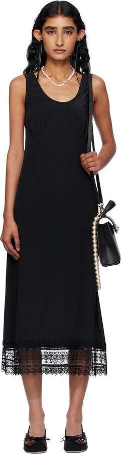 Simone Rocha Black Trim Slip Midi Dress