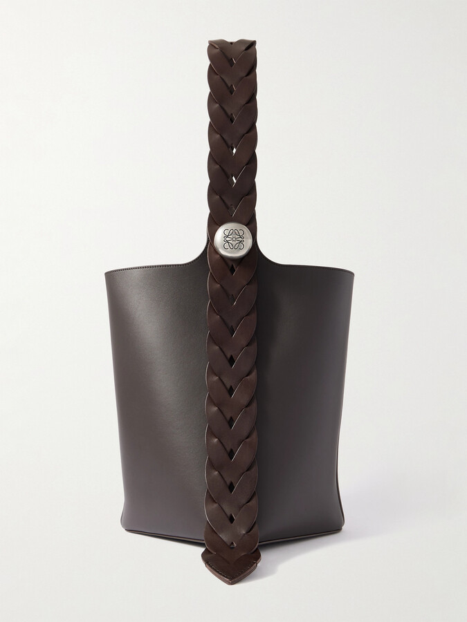 Loewe Large Pebble Embellished Braided Leather Bucket Bag