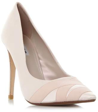 Dune - Natural 'Archive' Satin Pointed Toe Court Shoes