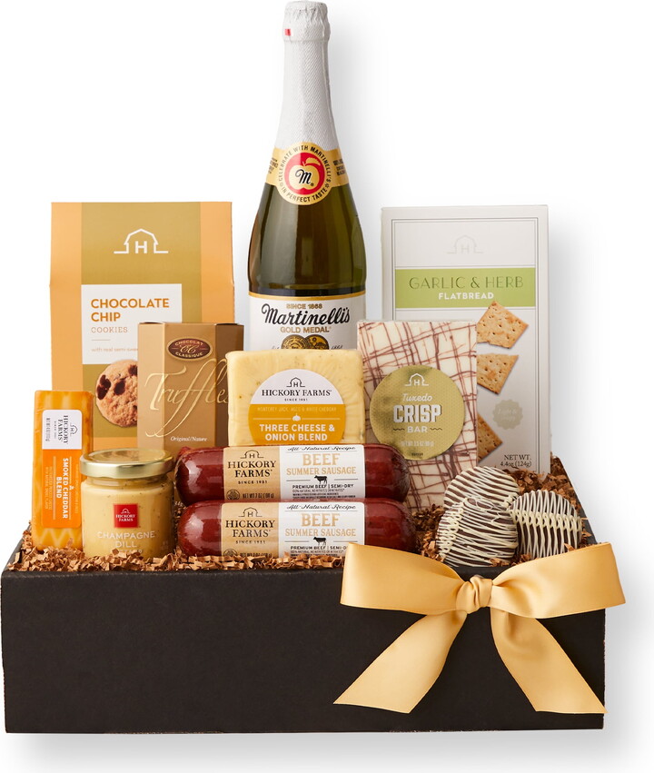Hickory Farms Sparkling Celebration Gourmet Gift Box, 11 pieces | Summer Sausage Cheese