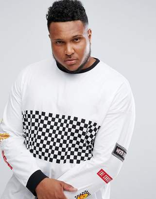 ASOS Plus Oversized Long Sleeve T-Shirt With Checkerboard Print