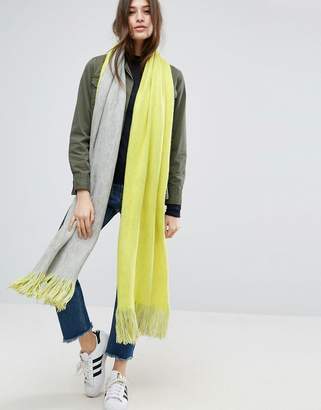 ASOS Design Long Tassel Scarf in Supersoft Knit In Colour Block