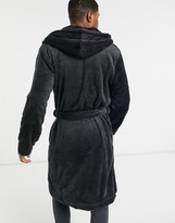 Thumbnail for your product : ASOS DESIGN lounge dressing gown in black fleece