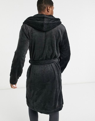 ASOS DESIGN lounge dressing gown in black fleece