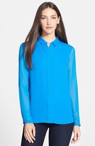 Thumbnail for your product : Elie Tahari 'Stella' Chiffon Overlay Silk Georgette Blouse