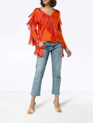 Diane von Furstenberg V-neck fringed blouse