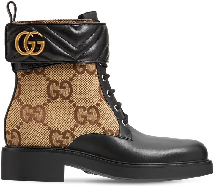 prioriteit Thermisch zwaard Gucci 40mm Marmont canvas & leather ankle boot - ShopStyle