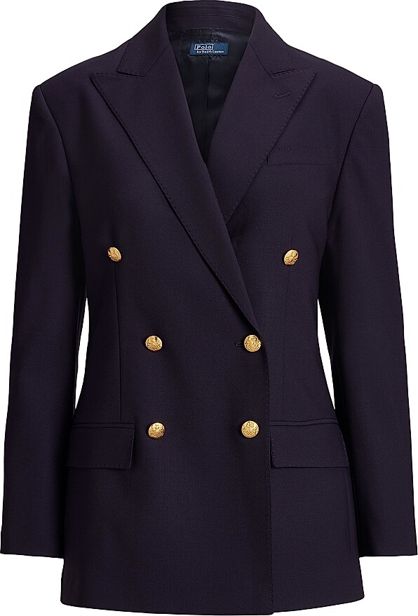 Polo Ralph Lauren Women's Double-Breasted Wool-Blend Blazer - Navy - Size 0