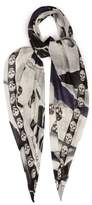 Thumbnail for your product : Alexander McQueen Skull & Rose-print Silk-blend Chiffon Scarf - Womens - Black