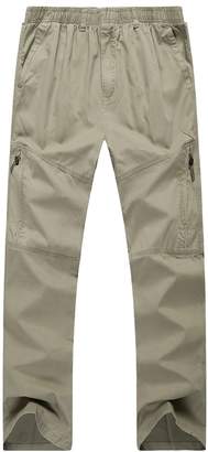 Insun Men's Elastic Waist Cotton Realxed Fit Work Straight Cargo Pants L