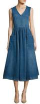 Thumbnail for your product : Co Sleeveless Denim Midi Prairie Dress, Indigo