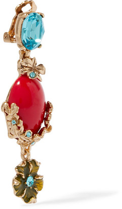 Oscar de la Renta Gold-plated, Swarovski Crystal And Resin Clip Earrings