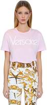 Versace T-Shirt En Jersey De Coton Avec Logo Brodé