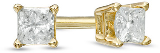 Zales 1/10 CT. T.W. Princess-Cut Diamond Solitaire Stud Earrings in 14K Gold (I-J/I2-I3)
