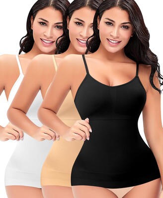 BRABIC Shapewear Bodysuit Tummy Control Body Shaper for Women Seamless  Backless V-Neck Camisoles with Built-in Bra(Beige,Small) at  Women's  Clothing store