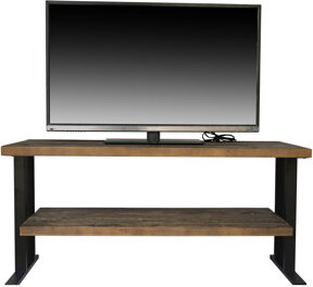 17 Stories Natural Reclaimed Wood Media Console - Shelf Black Finish Fits Home Rectangular 50.18 In X 17.56 23.8 Table Open Shelving D W H