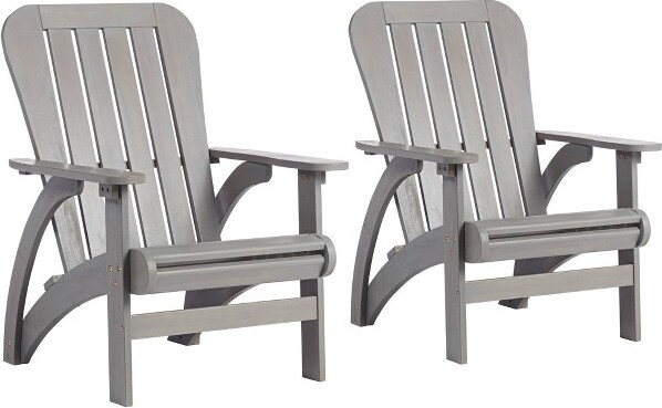 Teal Island Designs TealIslandDesignsDylanGrayWashWoodPorchorPatioAdirondackChairsSetof2