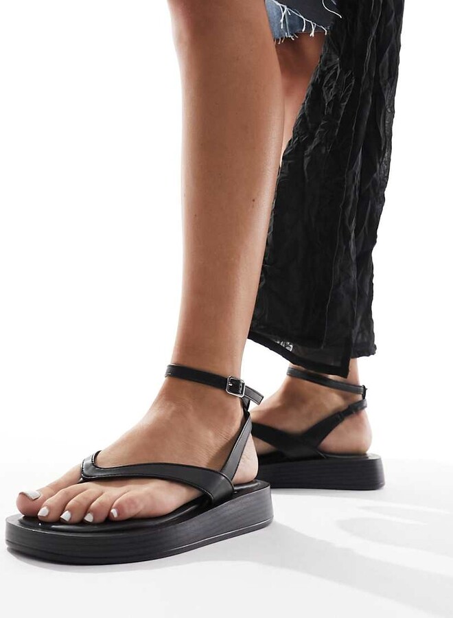 Raid Maysee toe thong flatform sandals in black - ShopStyle