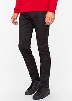 Paul Smith Men's Slim-Fit Black Stretch-Cotton Twill Trousers