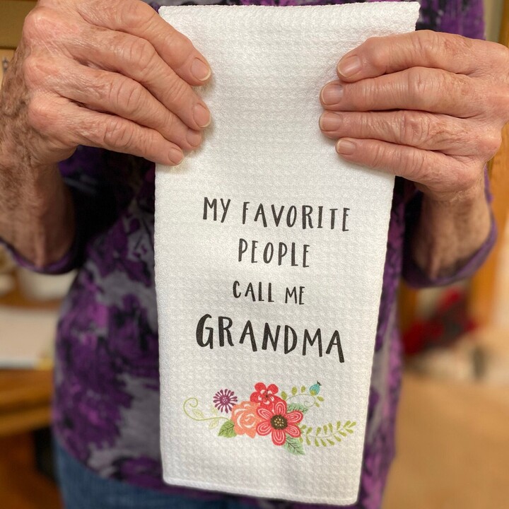 My Favorite People Call Me Grandma Dishtowel - Tea Towels - Kitchen Decor - Grandmother Gift