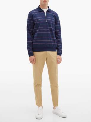 Paul Smith Multi-stripe Long Sleeve Polo Shirt - Mens - Navy