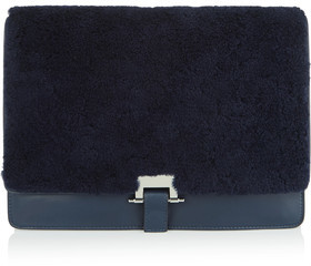 Sandro Adyl Shearling And Leather Clutch
