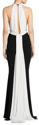 Alexander McQueen Bi Color Ruched Sleeveless Gown