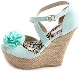Thumbnail for your product : Charlotte Russe Rosette Peep Toe Platform Wedges