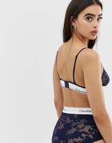 Thumbnail for your product : Calvin Klein Modern Cotton floral burnout unlined triangle bralette in shoreline navy