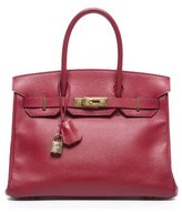 Thumbnail for your product : Hermes Pre-Owned Red Clemence Birkin 30cm Bag