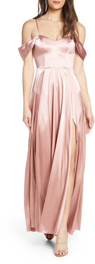 sequin hearts cold shoulder long dress