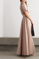 Thumbnail for your product : STAUD Millie Belted Linen-blend Maxi Shirt Dress - Beige