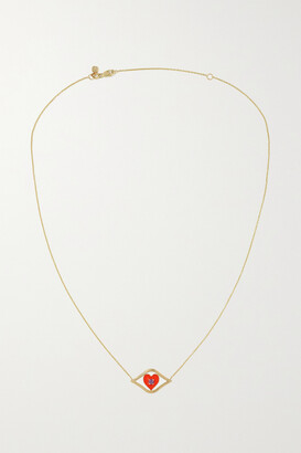 Sydney Evan Chance Heart 14-karat Gold, Enamel And Amethyst Necklace - one size