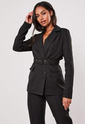 Missguided Black Co Ord Belted Blazer