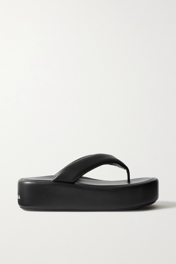 leather platform flip flops